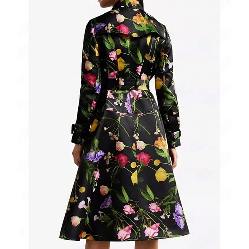 Carrie Preston Elsbeth S01 Black Floral Trench Coat