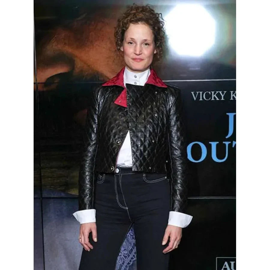The Dead Don’t Hurt Vicky Krieps Quilted Leather Jacket